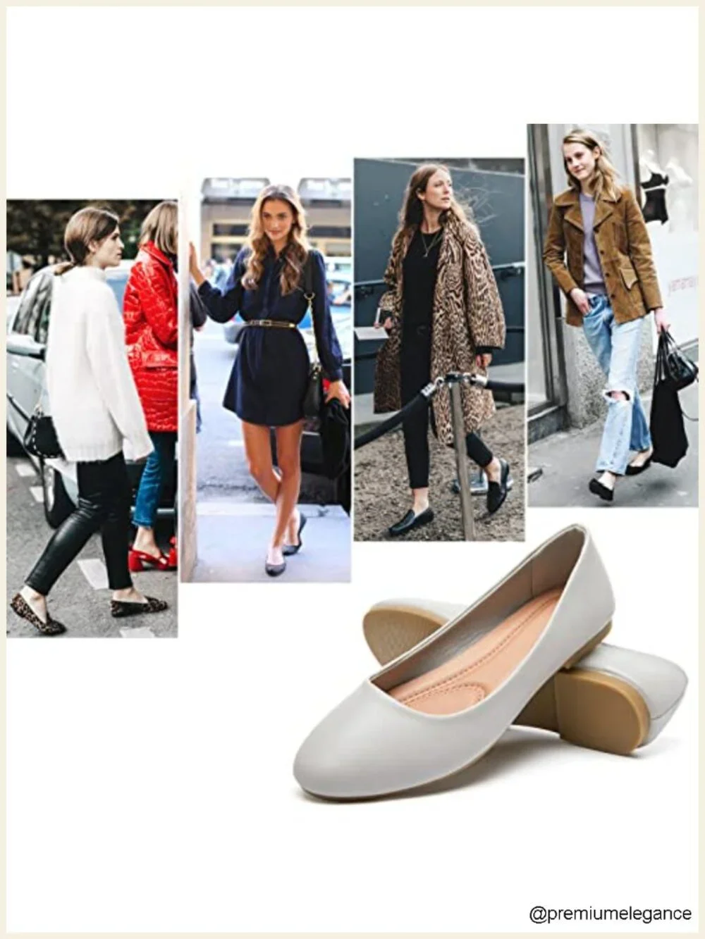 PU Leather Ballet Flats Comfortable Slip On Shoes